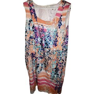 Calvin Klein Orange Floral Sleeveless Lined Shift Dress SIze 18W